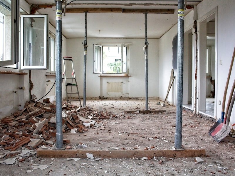 Mid-renovation room with debris, a typical job for our full-service junk-removal crew